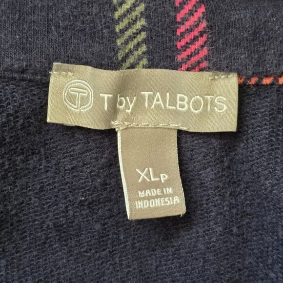 Talbots XL P Navy Blue Plaid Knit Jacket - Picture 13 of 15